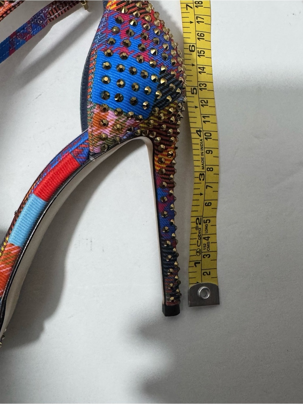 Gianni Bini Multicolor Studded Plaid Platform Heels - Picture 8 of 8